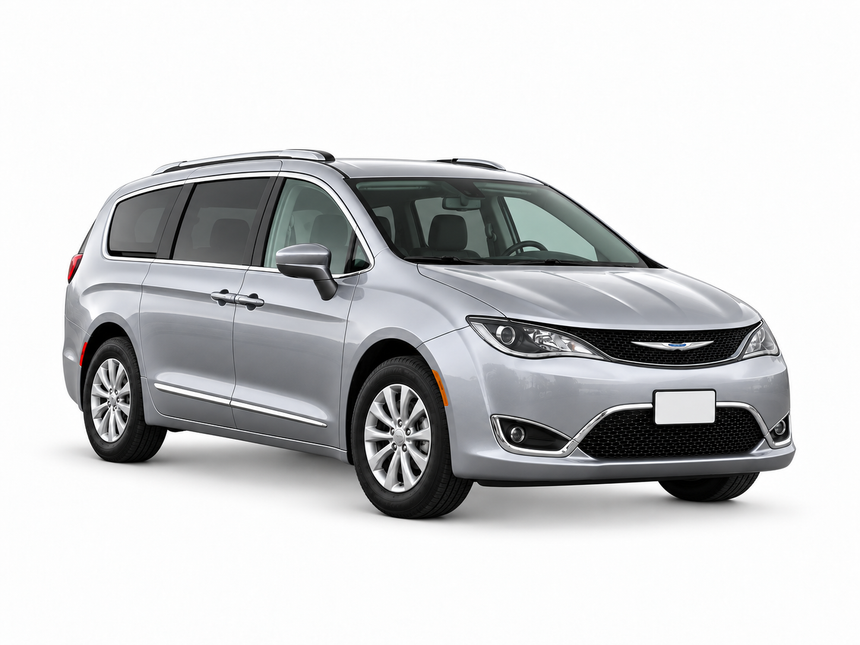 Chrysler Pacifica 2020 — front three-quarter view on white background Chrysler Pacifica 2020 — front three-quarter view on white background