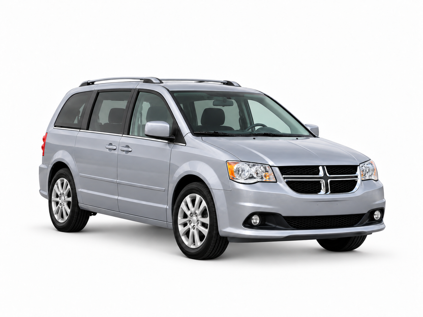 Dodge Grand Caravan 2020 — front three-quarter view on white background Dodge Grand Caravan 2020 — front three-quarter view on white background