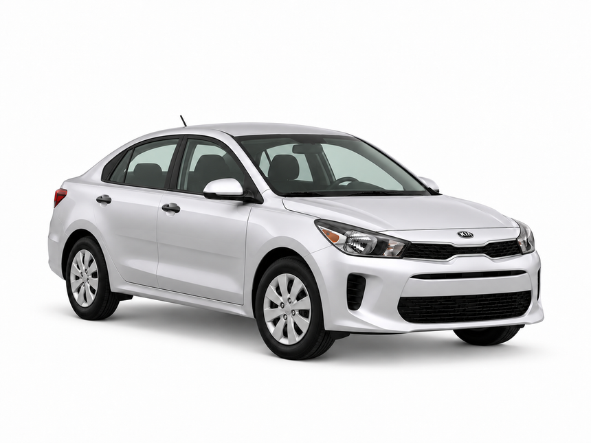 Kia Rio 2020 — front three-quarter view on white background Kia Rio 2020 — front three-quarter view on white background