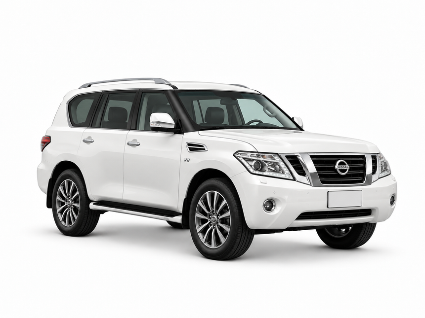Nissan Patrol 2020 — front three-quarter view on white background Nissan Patrol 2020 — front three-quarter view on white background