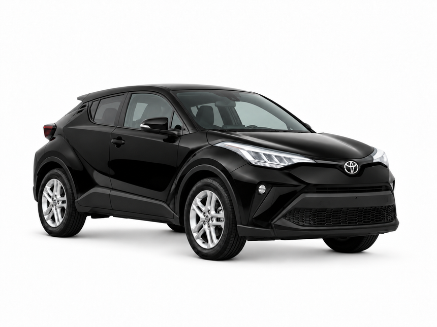 Toyota C-HR 2019 — front three-quarter view on white background Toyota C-HR 2019 — front three-quarter view on white background