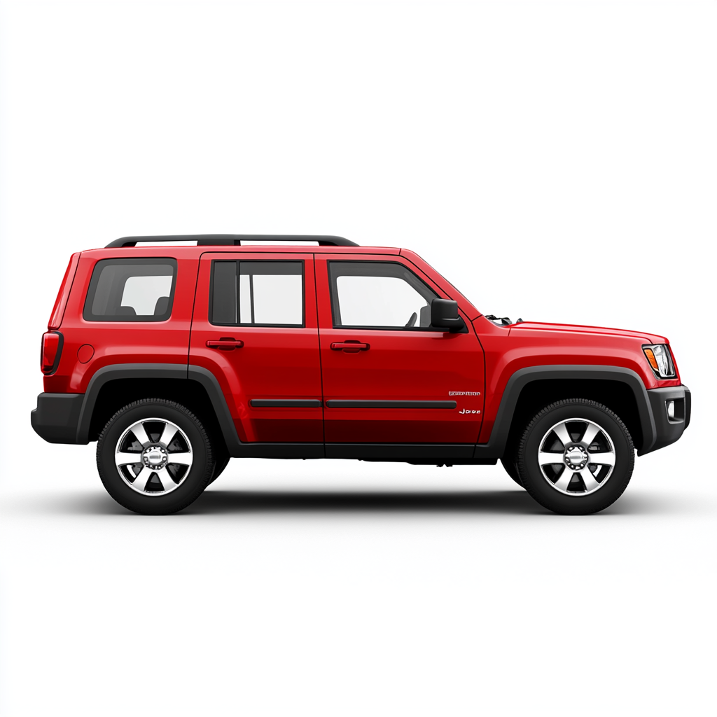 Red Jeep Patriot on a white background