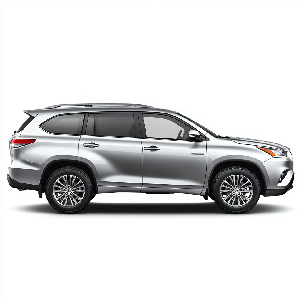 Silver Toyota Highlander on a white background