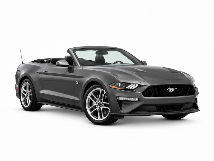Mustang GT Convertible 2019 — front three-quarter view on white background