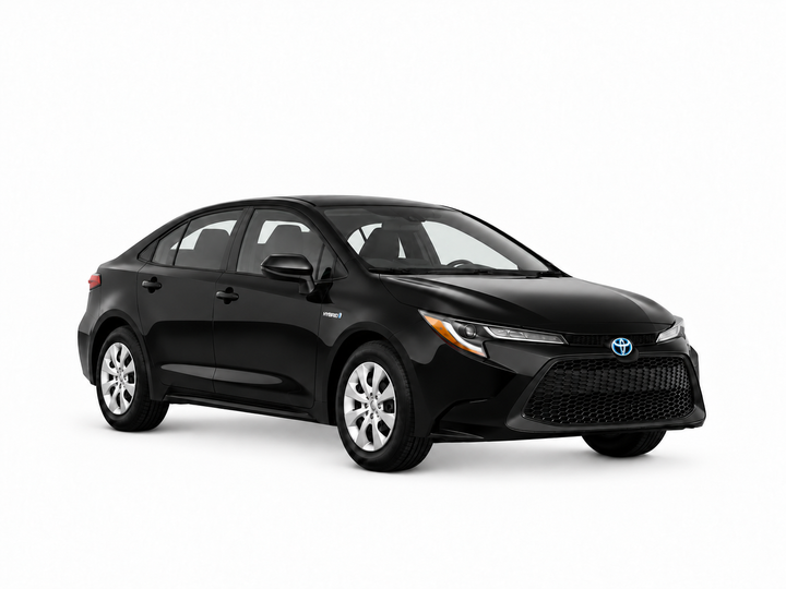 Toyota Corolla Hybrid 2020 — front three-quarter view on white background